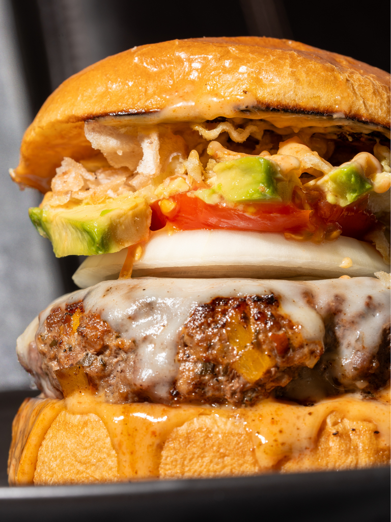 Chimichurri Cheeseburger with Sriracha Fuego Yum Yum Sauce